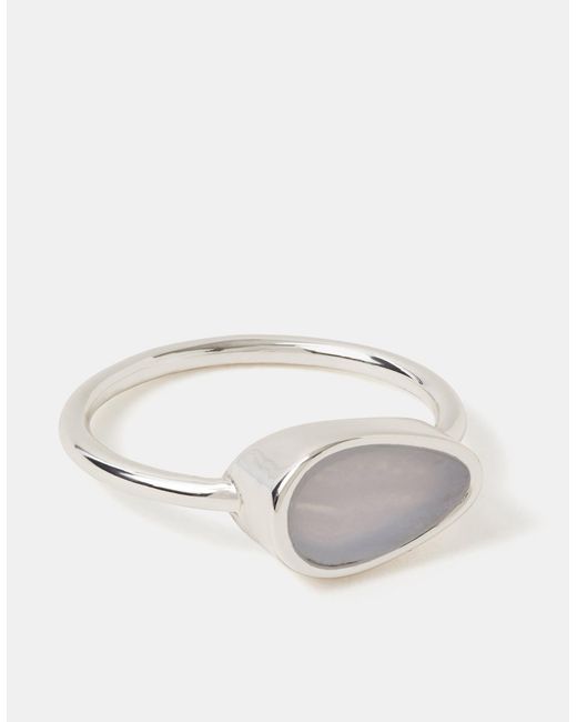 Accessorize Metallic Sterling-Plated Chalcedony Ring