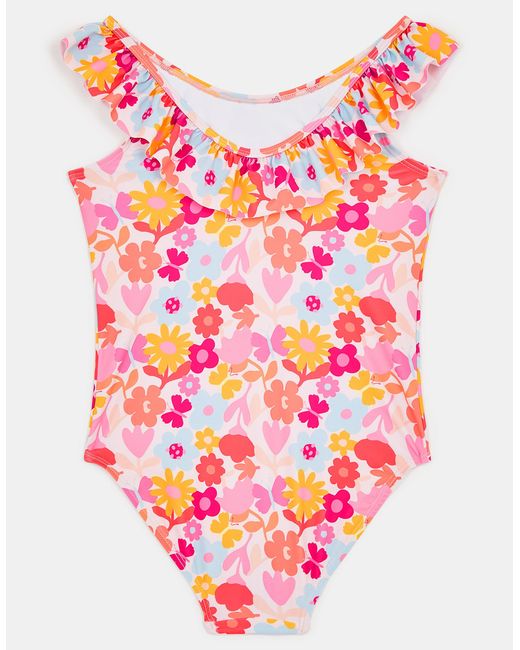 Accessorize Pink Floral Print Frill Swimsuit