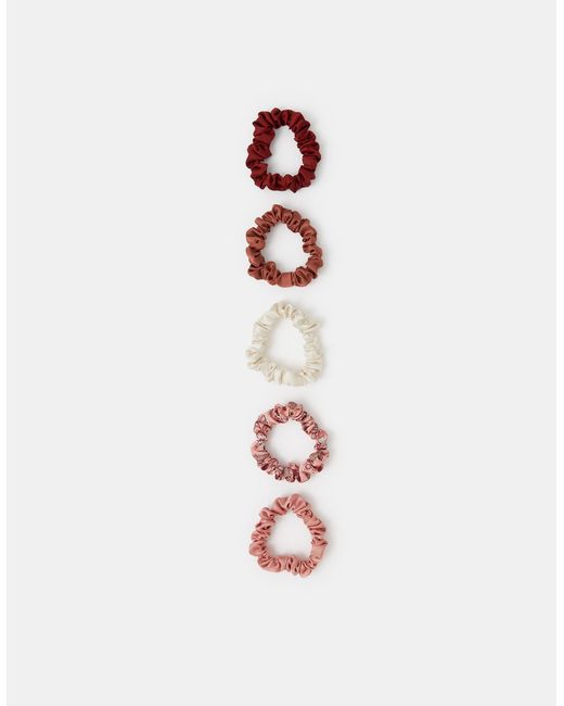 Accessorize White 5-Pack Skinny Satin Hair Scrunchies