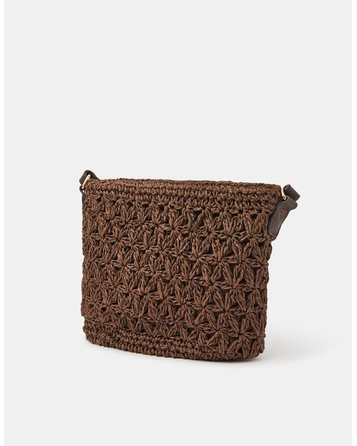 Accessorize Brown Raffia Crossbody Bag