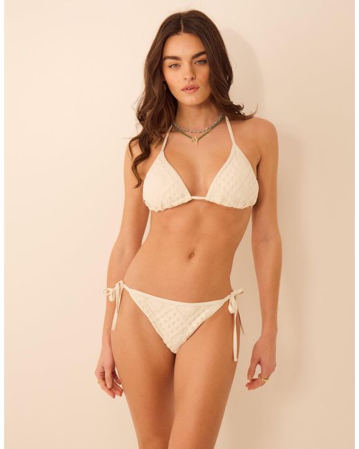 Accessorize Natural Crochet Tie Side Bikini Bottoms
