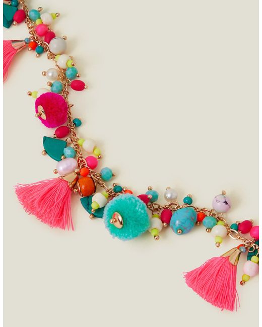 Accessorize Metallic Pom-Pom Statement Necklace