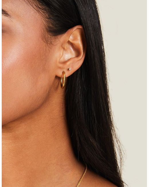 Accessorize Natural Stainless Steel Medium Hoops
