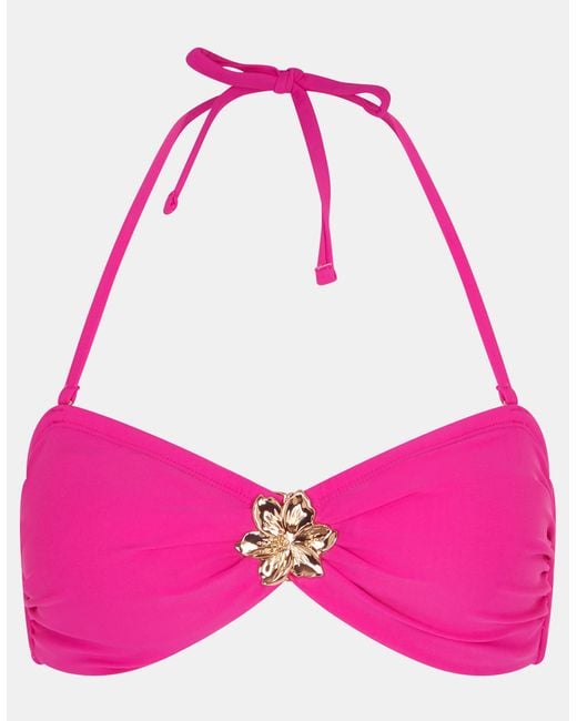 Accessorize Pink Flower Buckle Bandeau Bikini Top