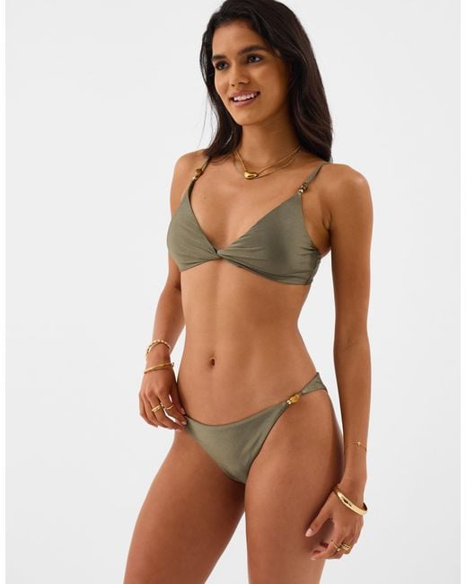 Accessorize Brown Beaded Strap Bikini Bottoms