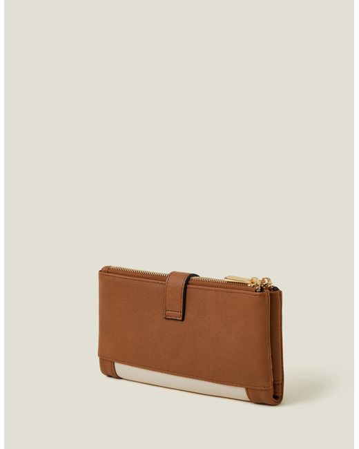 Accessorize Natural And Cream Pu Push Lock Multi Wallet