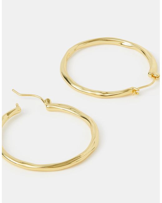 Accessorize Natural 14Ct-Plated Molten Hoop Earrings