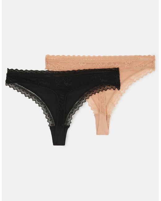 Accessorize Multicolor 2-Pack Lace-Trim Thongs