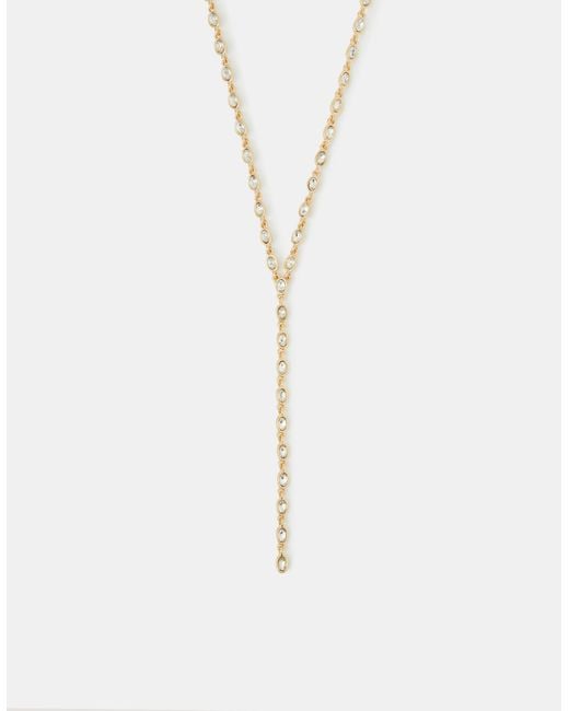 Accessorize White Oval Cut Lariat Necklace