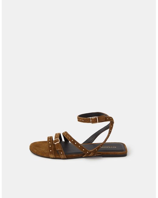 Accessorize Green Stud Suede Strappy Sandals