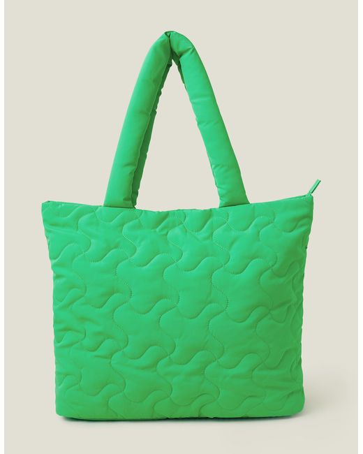 Accessorize Women's Green Quilted Shopper Bag
