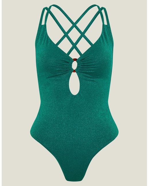 Accessorize Women's Shimmer Swimsuit Green