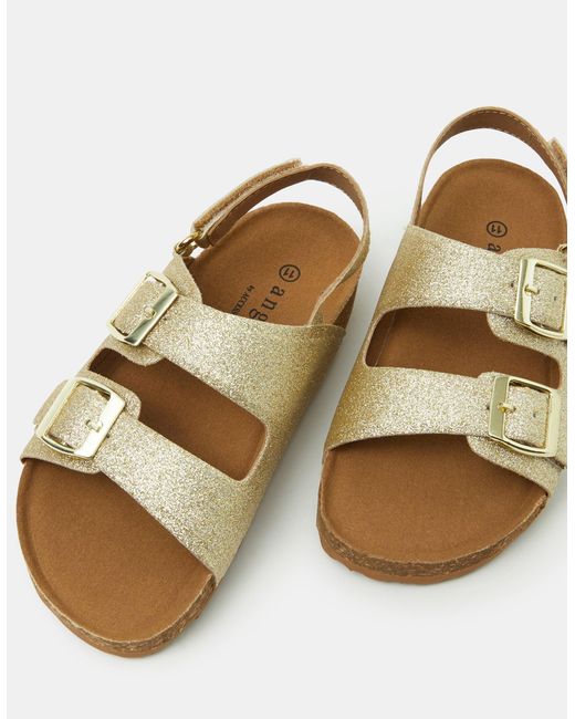 Accessorize Metallic Sparkle Double Strap Sandals