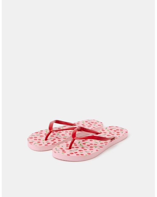 Accessorize Red Cherry Print Flip Flops