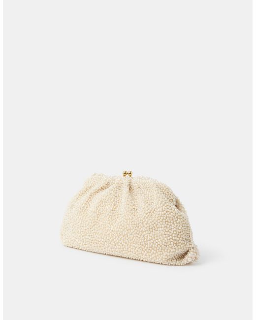 Accessorize Brown Bridal Cloud Pearl Beaded Mini Bag