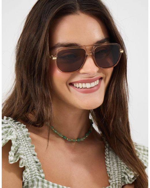 Accessorize White Metal Arm Aviator Sunglasses