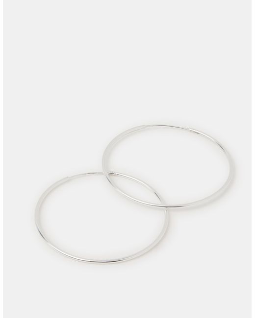 Accessorize White Sterling Large Hoop Earrings