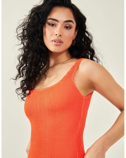 Accessorize Red Women's Crinkle Swimsuit Orange