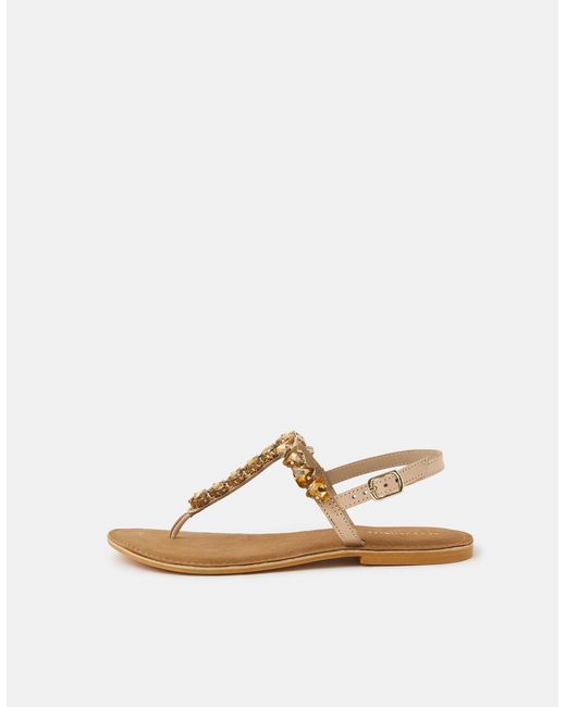 Accessorize Metallic Gemstone Leather Sandals