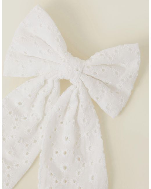 Accessorize Natural Broderie Bow Barrette Hair Clip