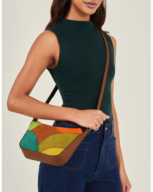 Accessorize Multicolor Women's Green/brown Patchwork Cross-body Bag