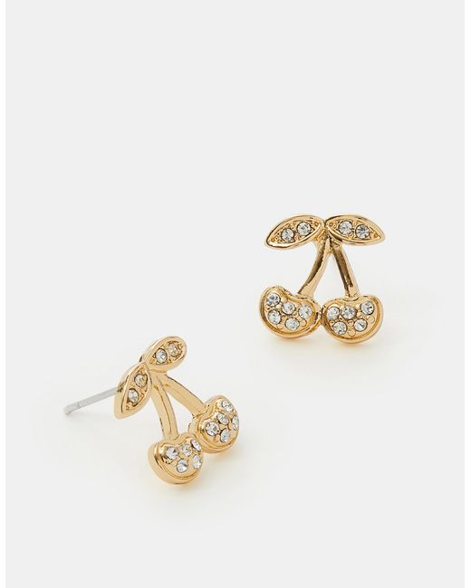 Accessorize Brown Diamanté Cherry Stud Earrings