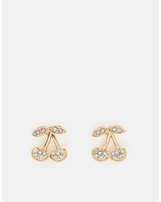 Accessorize Brown Diamanté Cherry Stud Earrings