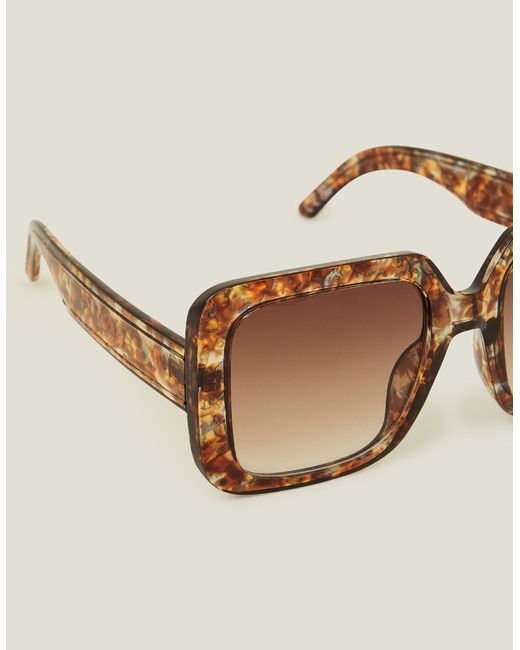Accessorize Natural Brown Oversized Square Crystal Sunglasses