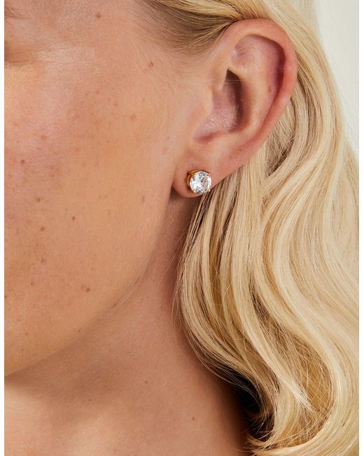 Accessorize Brown 14Ct-Plated Large Bling Stud Earrings
