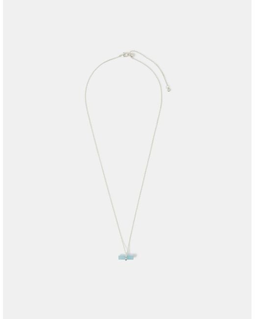 Accessorize White Sterling-Plated Quartz T-Bar Pendant Necklace