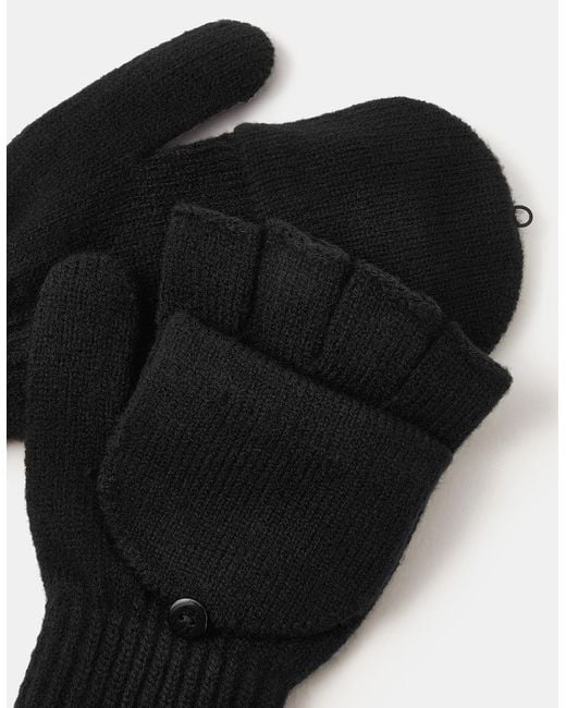 Accessorize Black Acrylic Plain Capped Gloves