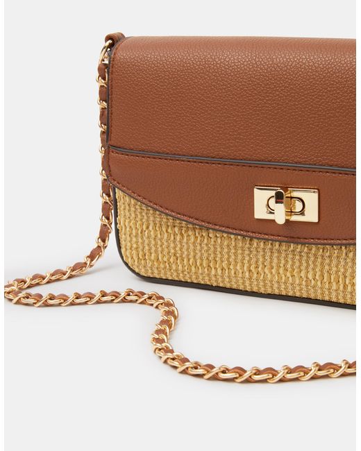 Accessorize Natural Twistlock Raffia Crossbody Bag