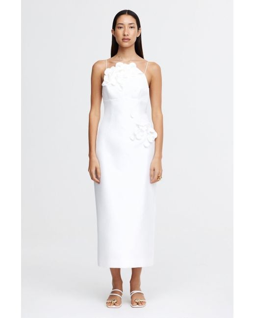 Acler White Bilston Midi Dress For Polyester Cotton Blend