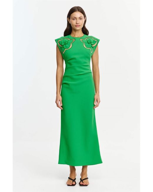 Acler Green Koda Midi Dress For Color, Size, Polyester Fabric