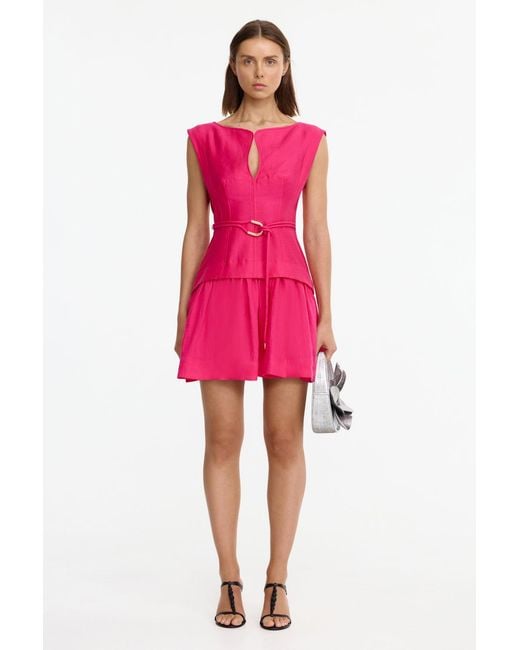 Acler Pink Mini Dress, Lightweight Linen Blend