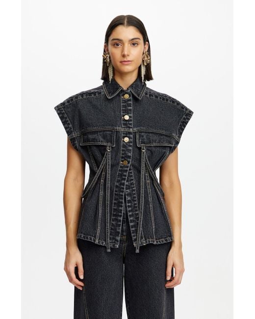 Acler Black Poulton Top