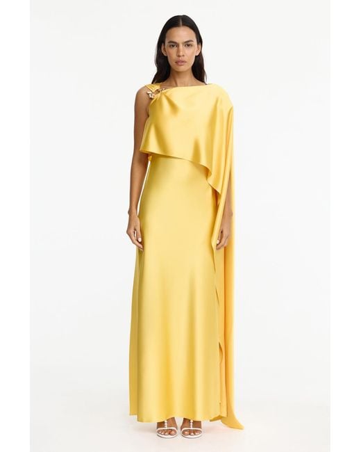 Acler Yellow Satin Maxi Dress For