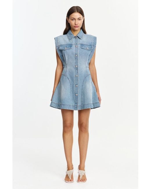 Acler Blue Hinckley Mini Dress For Cotton