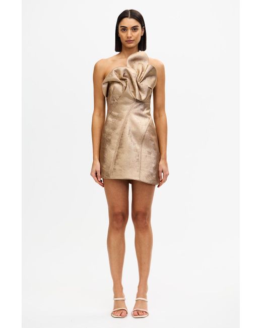 Acler Natural Acler Strapless Metallic Mini Dress, Au6/Us2