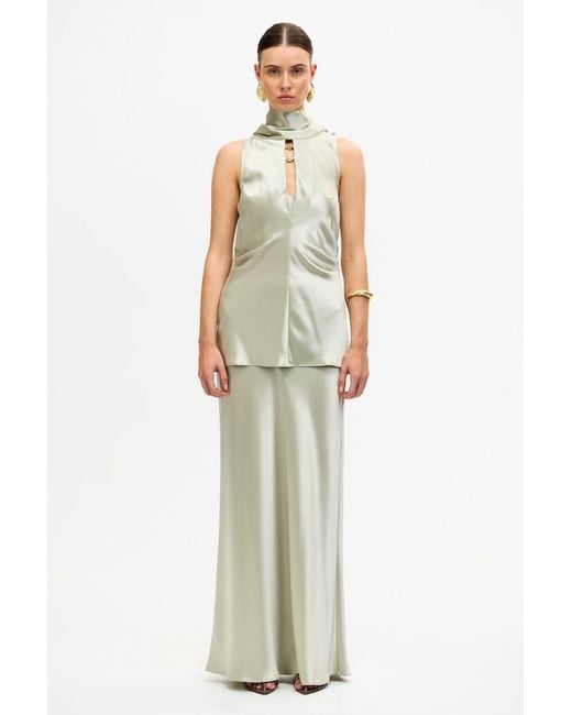 Acler White Shortgreen Maxi Skirt