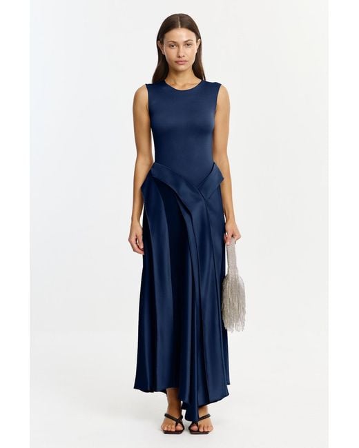 Acler Blue Medici Maxi Dress For Acetate Polyester