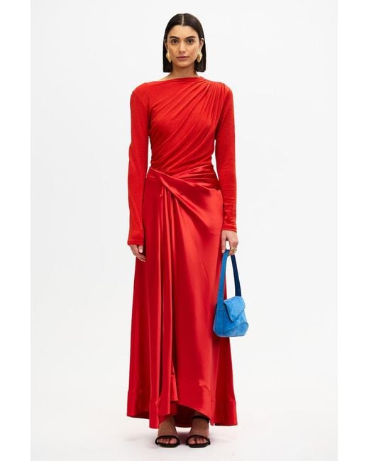 Acler Red Long Sleeve Maxi Dress