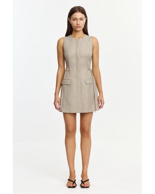 Acler Natural Jared Mini Dress By Wool Blend, For