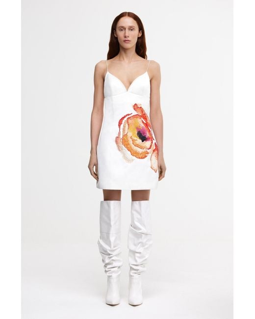 Acler White Embroidered Mini Dress