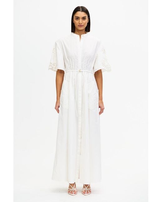 Acler White Balwest Maxi Dress, 100% Cotton