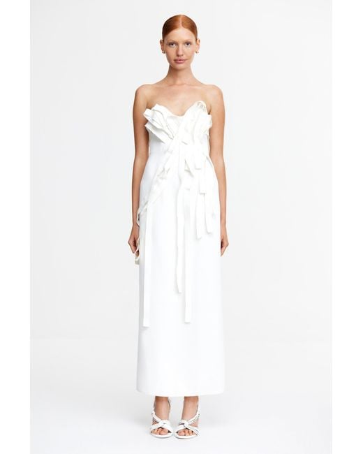 Acler White Strapless Midi Dress