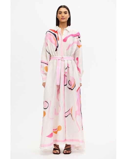 Acler Pink Hand-Painted Maxi Dress