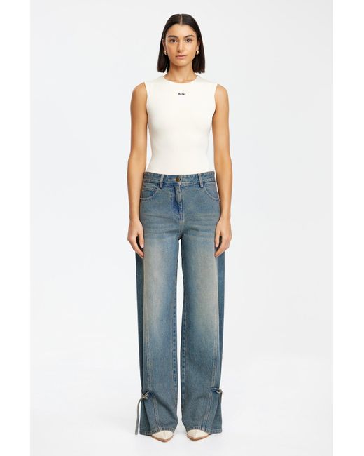 Acler Blue Wide Leg Jean, 100% Cotton