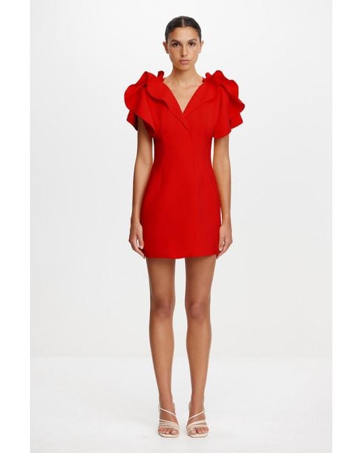 Acler Red Normanhill Mini Dress For Color, Size, Polyester Fabric