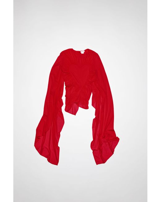 Acne Studios Heart Draped Blouse in Red | Lyst